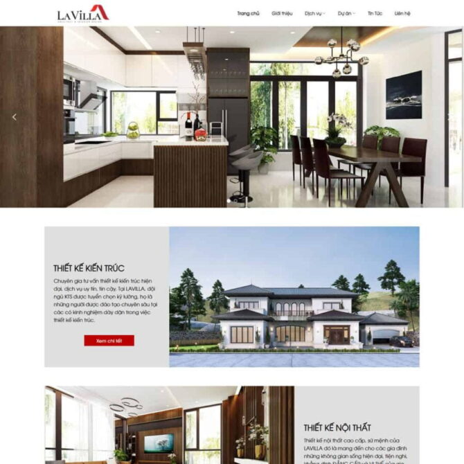 Thiết kế website trọn gói giá rẻ giới thiệu công ty thiết kế kiến trúc, nội thất giống Ahome
