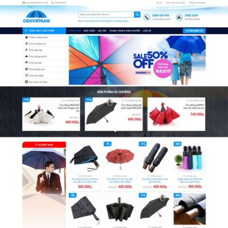 Thiết kế website trọn gói giá rẻ bán ô dù, áo mưa