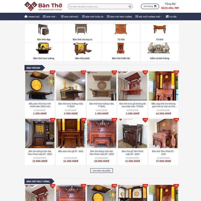 Thiết kế website trọn gói giá rẻ bán bàn thờ