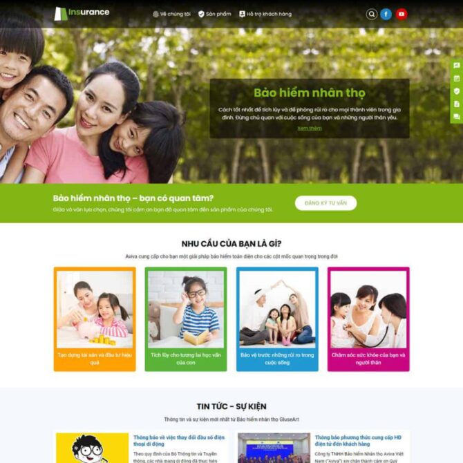 Thiết kế website trọn gói giá rẻ giới thiệu dịch vụ bảo hiểm