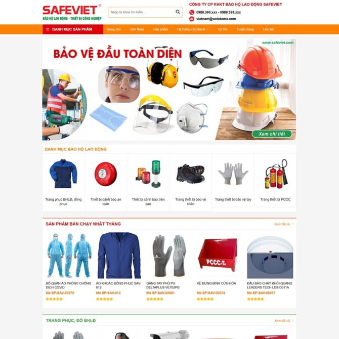 Thiết kế website trọn gói giá rẻ bán đồ bảo hộ lao động