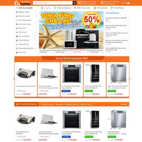 Thiết kế website trọn gói giá rẻ bán bếp từ, bếp hồng ngoại