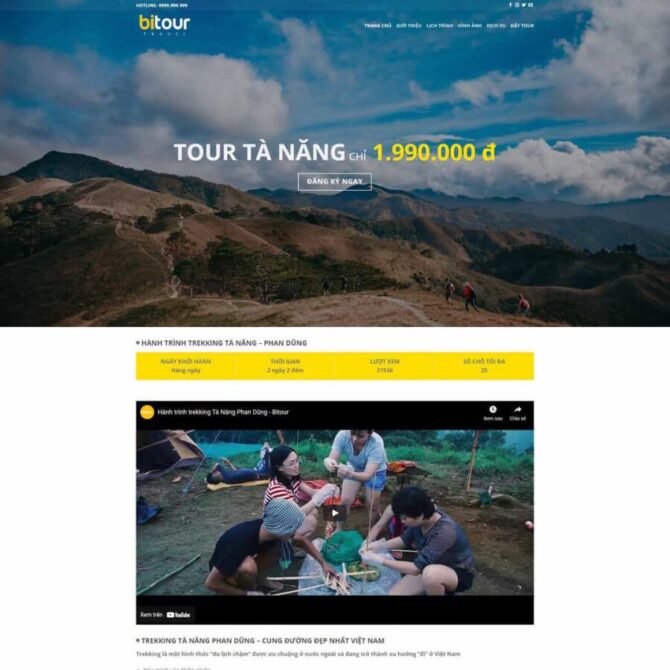 Thiết kế website trọn gói giá rẻ landing page giới thiệu tour du lịch