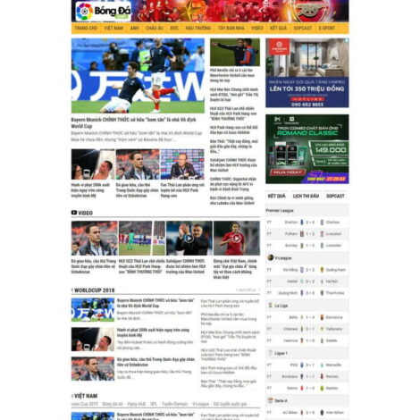 Thiết kế website trọn gói giá rẻ tin tức thể thao, bóng đá