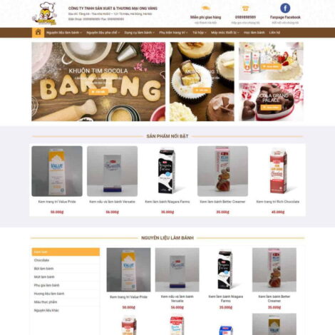 Thiết kế website trọn gói giá rẻ bán nguyên liệu, dung cụ làm bánh 02