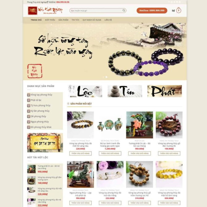 Thiết kế website trọn gói giá rẻ đá quý, vật phẩm phong thủy 01