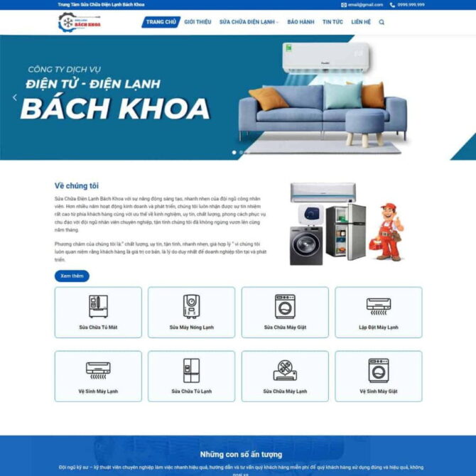 Thiết kế website trọn gói giá rẻ dịch vụ sửa chữa điện lạnh