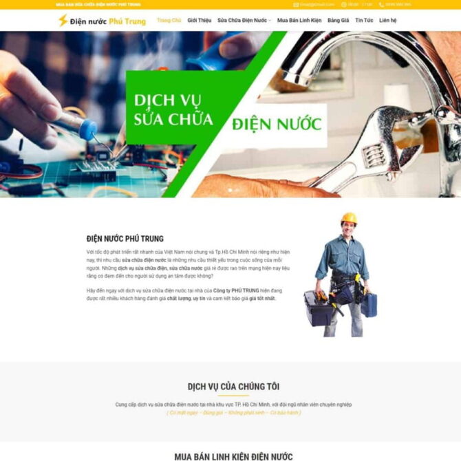 Thiết kế website trọn gói giá rẻ dịch vụ sửa chữa điện nước