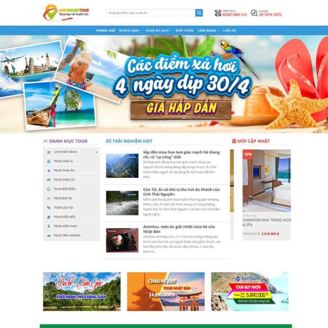 Mẫu website dành cho công ty du lịch hot