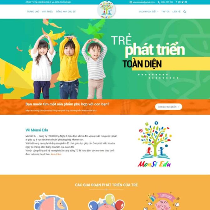 Thiết kế website trọn gói giá rẻ bán đồ chơi, thiết bị giáo dục cho trẻ