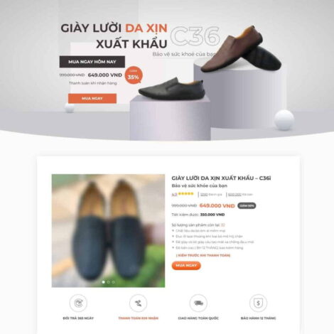 Landing page bán giày da giá rẻ
