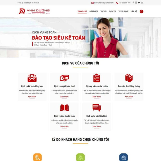 Thiết kế website trọn gói giá rẻ giới thiệu công ty dịch vụ kế toán