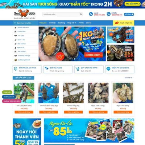 Thiêt kế website trọn gói giá rẻ cửa hàng bán Hải Sản