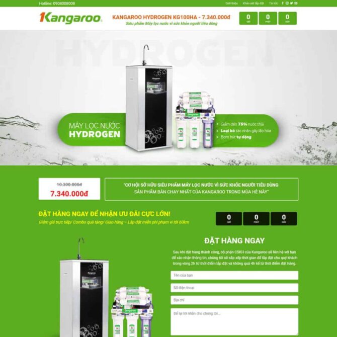 Thiết kế website trọn gói giá rẻ lading page bán giới thiệu máy lọc nước