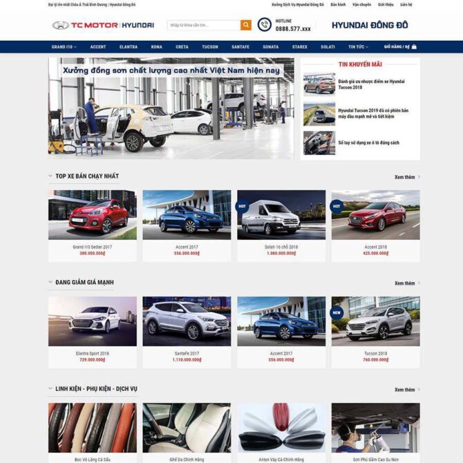 Thiết kế website trọn gói gía rẻ bán xe Hyundai 02