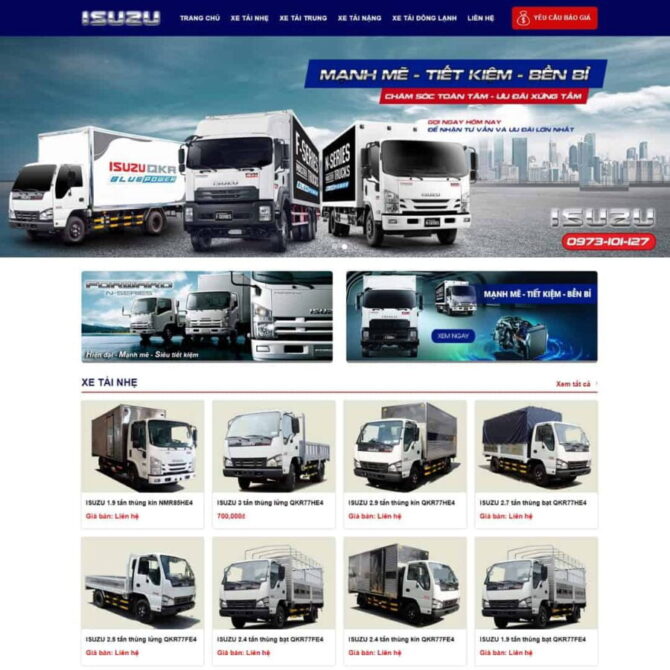 Thiết kế website trọn gói giá rẻ bán xe tải