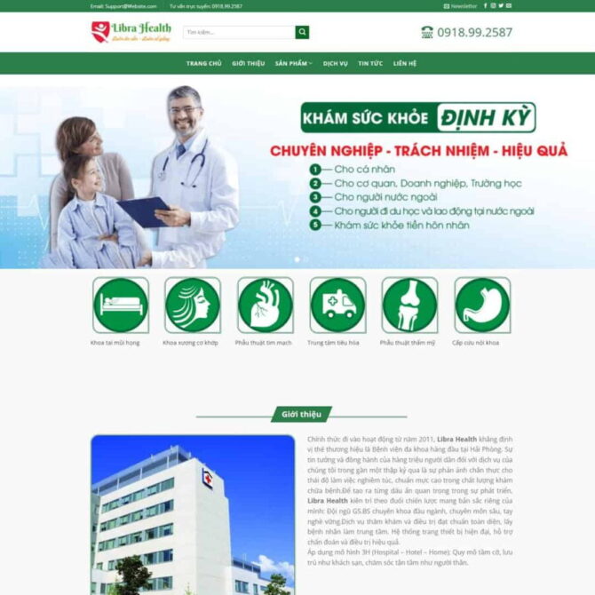Thiết kế website trọn gói giá rẻ dịch vụ, phòng khám sức khỏe