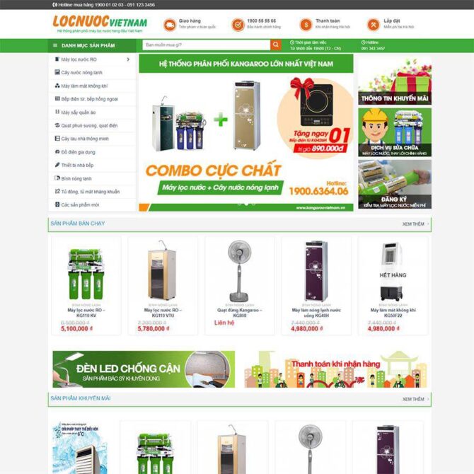 Thiết kế website trọn gói giá rẻ bán máy lọc nước