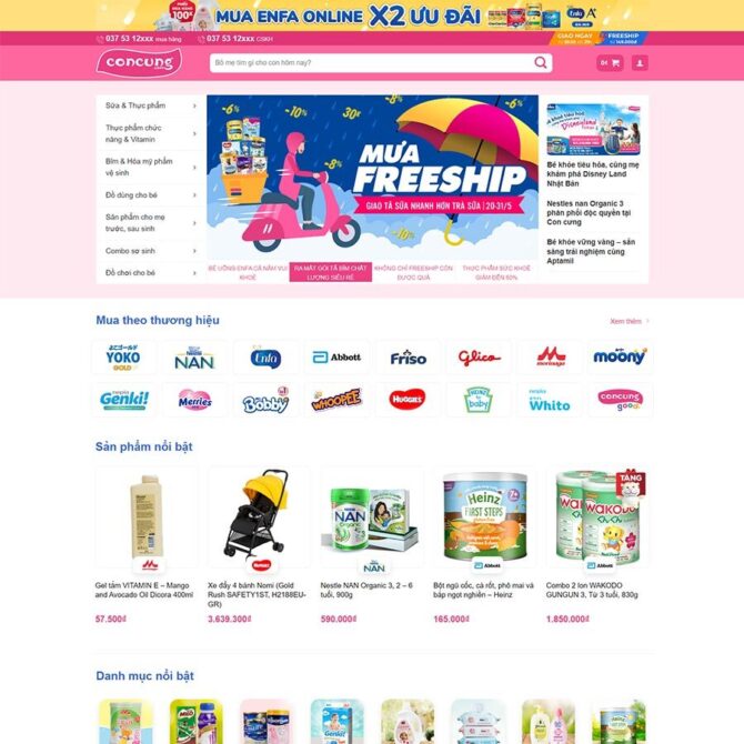 Thiết kế website trọn gói giá rẻ bán sản phẩm mẹ và bé 02