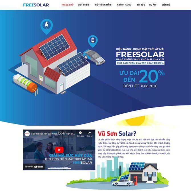 Thiết kế website trọn gói giá rẻ điện mặt trời