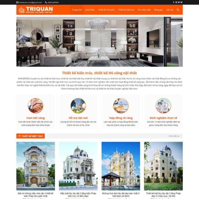 Thiết kế website trọn gói giá rẻ công ty thiết kế kiến trúc, nội thất