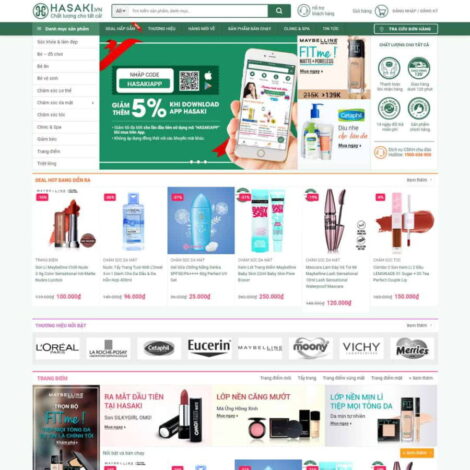 Thiết kế website trọn gói giá rẻ cửa hàng bán mỹ phẩm giống Hasaki