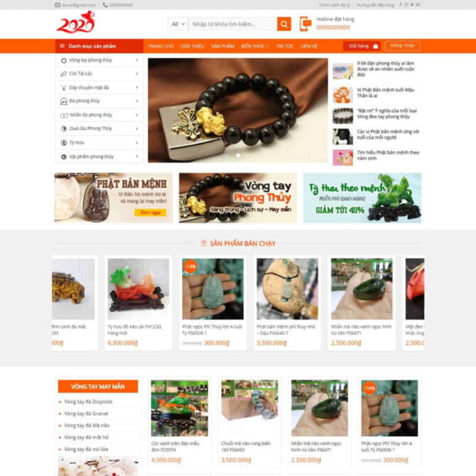 Thiết kế website trọn gói giá rẻ Shop bán vật phẩm phong thủy