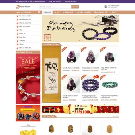 Thiết kế website trọn gói giá rẻ Shop vòng tay, đá phong thủy