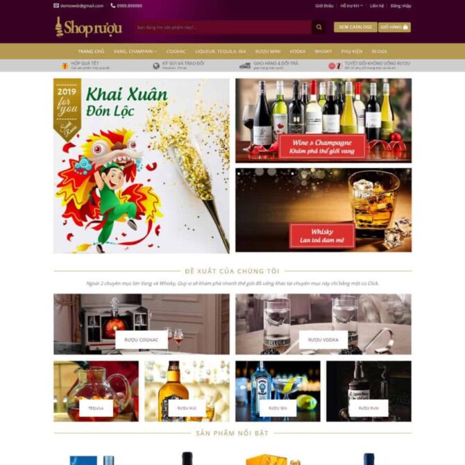 Thiết kế website trọn gói giá rẻ cửa hàng bán rượu