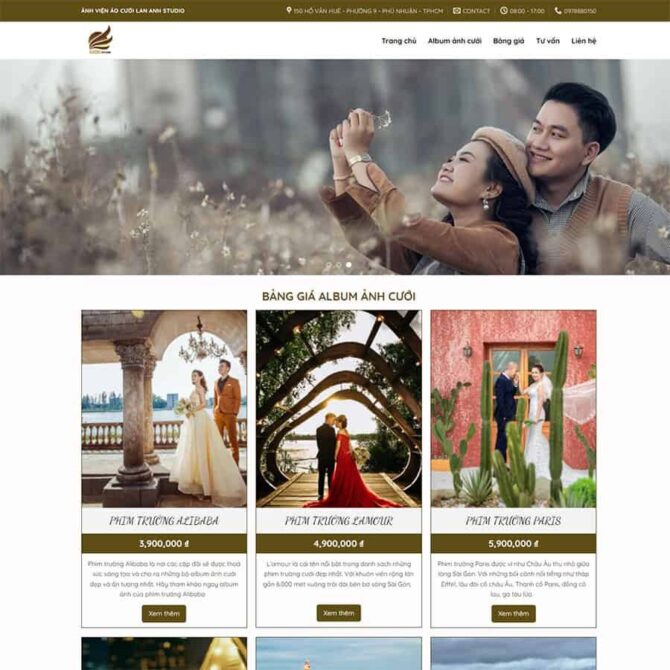 Thiết kế website trọn gói giá rẻ dịch vụ studio, chụp ảnh cưới 04