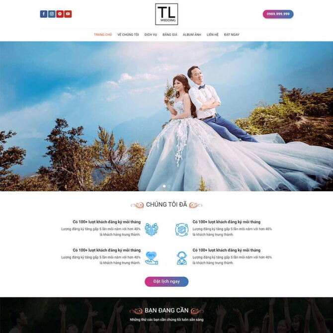 Thiết kế website trọn gói giá rẻ dịch vụ studio, chụp ảnh cưới 05