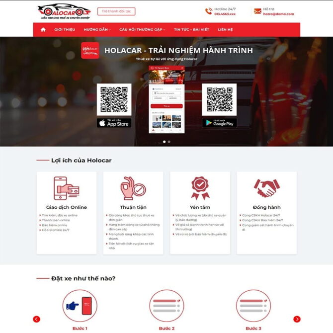 Thiết kế website trọn gói giá rẻ dịch vụ thuê xe taxi 03