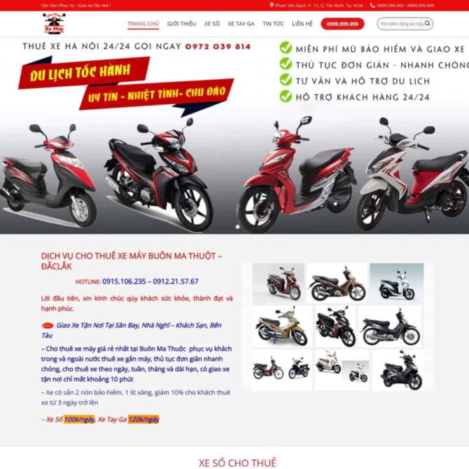 Thiết kế website trọn gói giá rẻ dịch vụ cho thuê xe máy