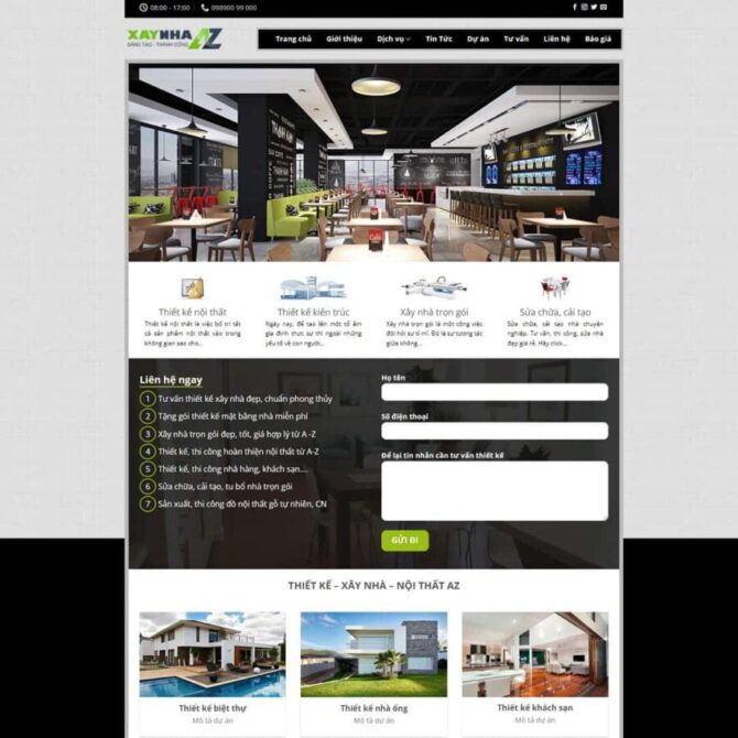 Thiết kế website trọn gói giá rẻ công ty kiến trúc, xây dựng